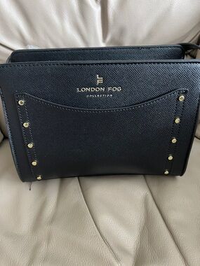 London Fog Black Crossbody with Gold Stud Accents